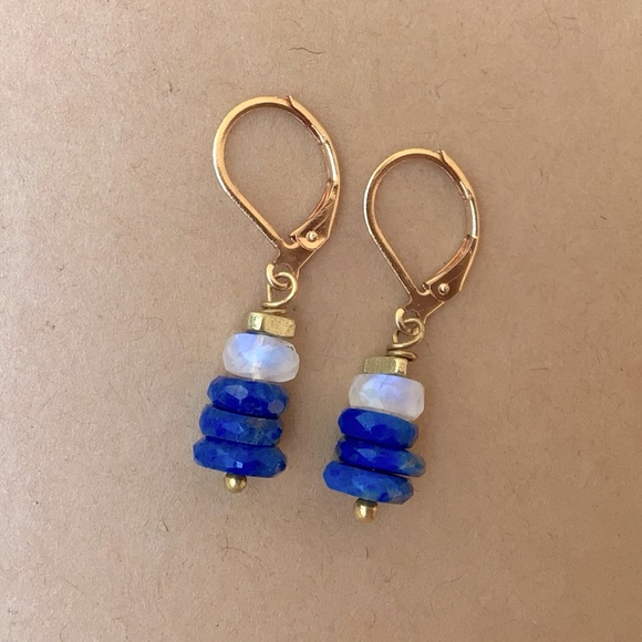 Lapis Moonstone Sundance Charm Earrings - Picture 7 of 9